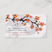 Carte De Visite Hibiscus Orange Tropical Fleur Fusion Gris Fils (Dos)
