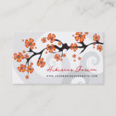 Carte De Visite Hibiscus Orange Tropical Fleur Fusion Gris Fils (Devant)