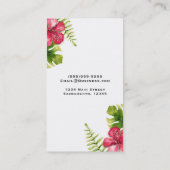 Carte De Visite Hibiscus Tropical Blanc Feuille Chic Élégant Flora (Dos)