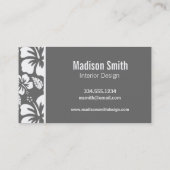 Carte De Visite Hibiscus Tropical Gris Dim ; Palm Tree (Dos)