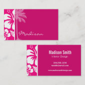 Carte De Visite Hibiscus tropical rose vif (Devant / Derrière)