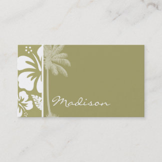 Carte De Visite Hibiscus tropicaux foncé kaki ; Palm