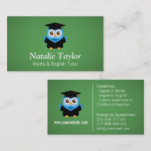 Carte De Visite Hibou bleu d'obtention du diplôme, tuteur (Devant / Derrière)