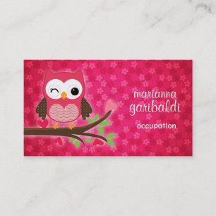 Carte De Visite Hibou mignon de roses indien Girly