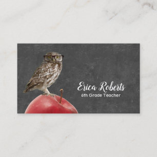 Carte De Visite Hibou ringard de tuteur de professeur et tableau