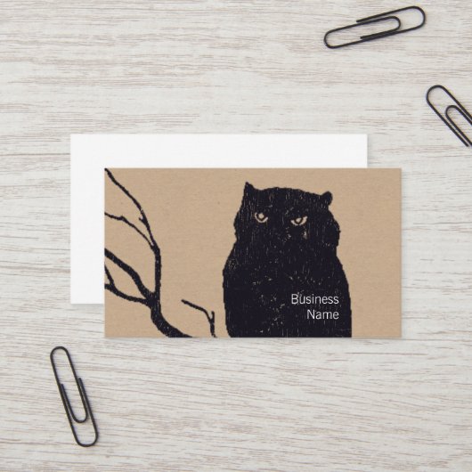 Carte De Visite Hibou sur une branche (Devant/Arrière en situation)