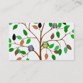 Carte De Visite hiboux branches d'arbres oiseaux parc à feuilles d (Dos)