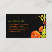 Carte De Visite Hip Red Hollyhocks noir Monogramme (Dos)