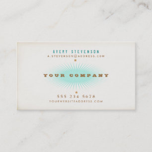 Carte De Visite Hip Retro Style typographie Turquoise Burst