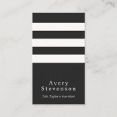 Carte De Visite Hip verticale moderne à rayures blanches et noires (Devant)