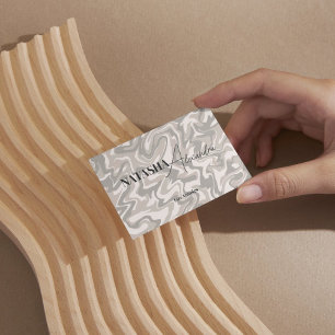 Carte De Visite Hippie les années 70 Gris Marbre Liquide Swirl Boh