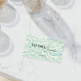 Carte De Visite Hippie les années 70 Marbre Bleu Liquide Swirl Boh