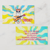 Carte De Visite Hippie llama tricot crochet fils filés à la main (Devant / Derrière)