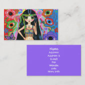 Carte de visite hippie mignon de fille de signe de (Devant / Derrière)