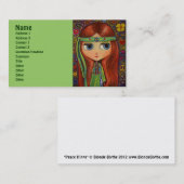 Carte De Visite Hippie verte avec le bandeau de signe de paix (Devant / Derrière)