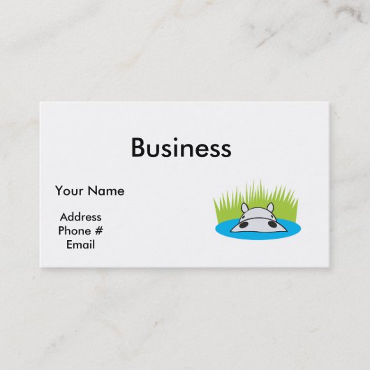 Carte De Visite hippo se cachant dans l'eau (Devant)