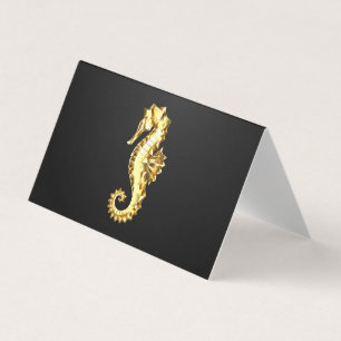 Carte De Visite Hippocampe Polygonal Or