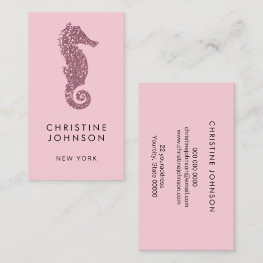 Carte De Visite hippocampe rose gold rose (Devant / Derrière)