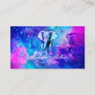 Carte De Visite Hipster Elephant Nebula Space.                    