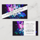 Carte De Visite Hipster Retro Tech Turquoise Lotus Lotus Fleur Feu (Devant / Derrière)