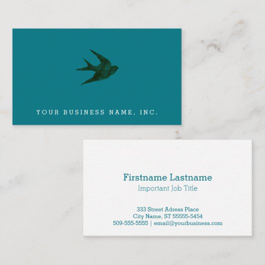 Carte De Visite Hirondelle (style d'impression typographique) (Devant / Derrière)