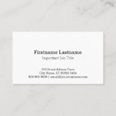 Carte De Visite Hirondelle (style d'impression typographique) (Dos)