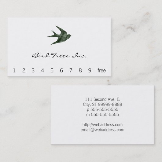 Carte De Visite Hirondelle (style d'impression typographique) (Devant / Derrière)