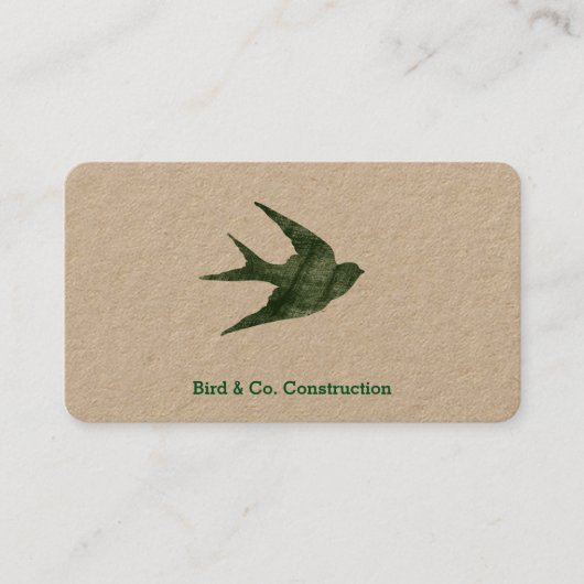 Carte De Visite Hirondelle (style d'impression typographique) (Devant)