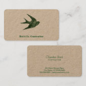 Carte De Visite Hirondelle (style d'impression typographique) (Devant / Derrière)