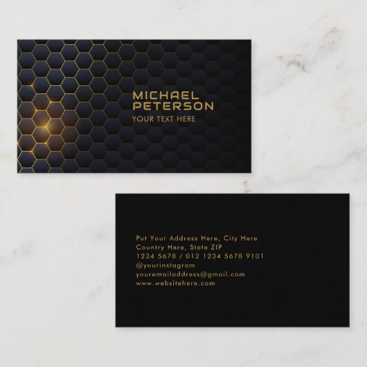 Carte De Visite Hitech Hexagonal Lumière Futuriste | Moderne (Devant / Derrière)