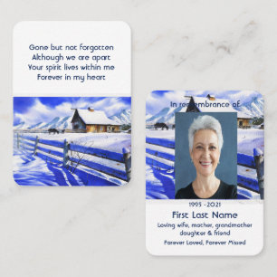 Carte De Visite Hiver ferme cheval Memorial Poche Keepsaké
