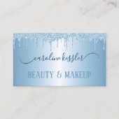 Carte De Visite Hiver Ice Ciel Bleu Parties scintillant Argent Écl (Devant)