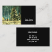 Carte De Visite hiver rustique à feuillage persistant vieux cabine (Devant / Derrière)