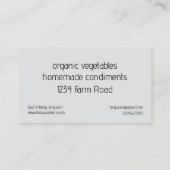 Carte De Visite Hobby Farm Carrots Vegetables Backyard (Dos)