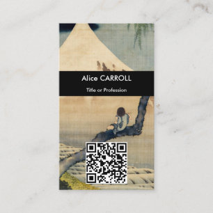 Carte De Visite Hokusai - Garçon regardant le Mont Fuji - QR Code