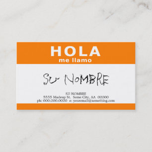 Carte De Visite hola me llamo (orange)