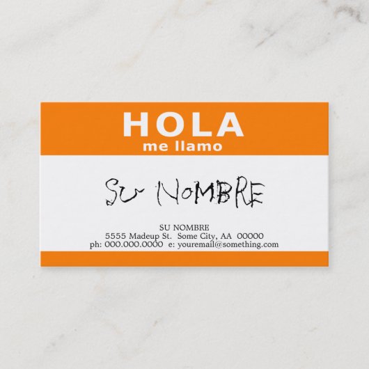 Carte De Visite hola me llamo (orange) (Devant)