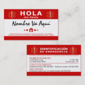 CARTE DE VISITE HOLA TENGO MASCOTAS EN CASA (Devant / Derrière)