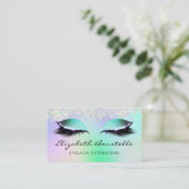 Carte De Visite Holo Glitter Eyes Green Purple Appointment (Debout devant)