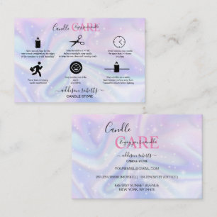Carte De Visite Hologramme Arrière - plan Neon Candle Care