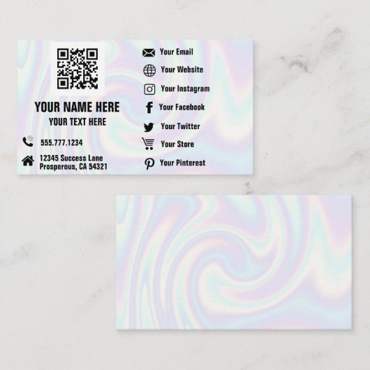 Carte de visite hologramme de médias sociaux Code (Devant / Derrière)