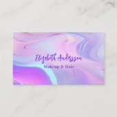 Carte De Visite Hologramme rose violet photo qr code (Devant)