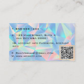 Carte De Visite Hologramme simulé de pierre opale moderne (Dos)