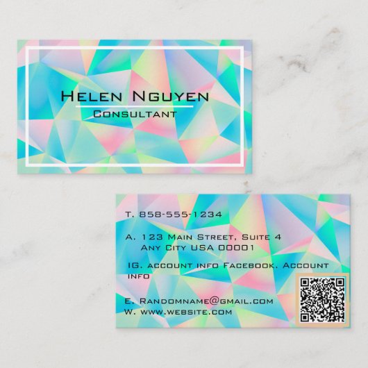 Carte De Visite Hologramme simulé de pierre opale moderne (Devant / Derrière)