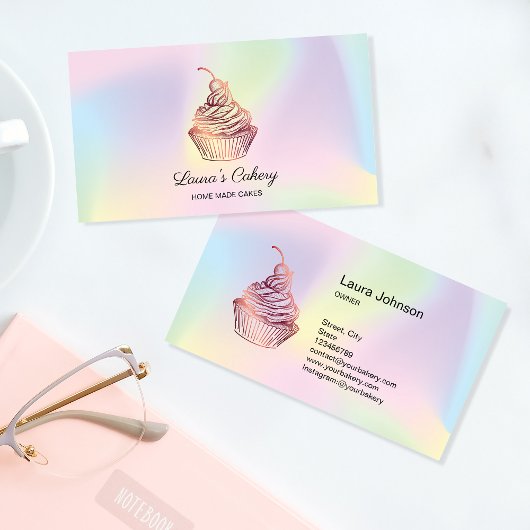 Carte De Visite Holograph Cakes & Sweets Cupcake Maison Boulangeri