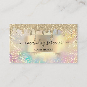 Carte De Visite Holograph Drips Confetti Maquillage Lashes Nails