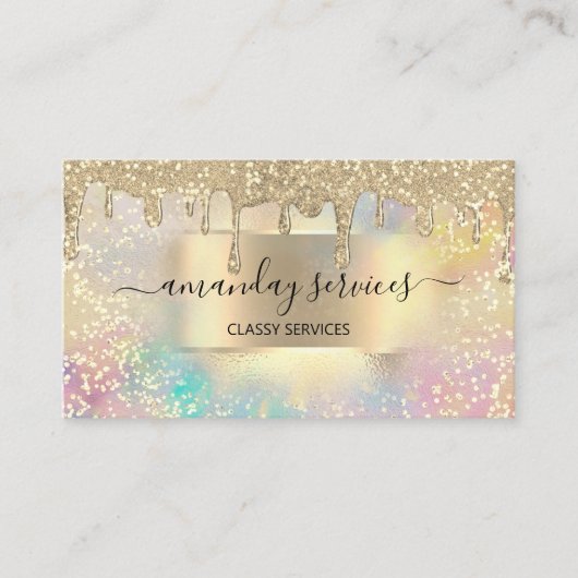 Carte De Visite Holograph Drips Confetti Maquillage Lashes Nails (Devant)