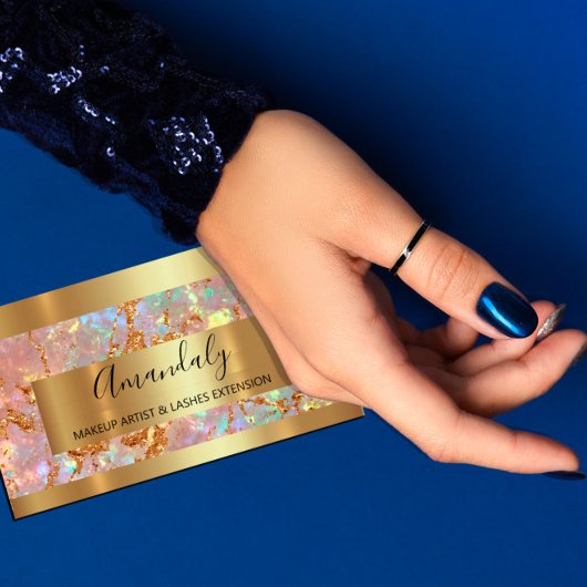 Carte De Visite Holograph Gold Marble Copper Frame Event