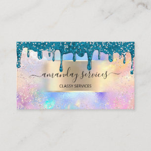 Carte De Visite Holograph Makeup Lashes Boutique Gold Turquoise Dr