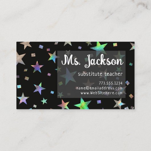 Carte De Visite Holograph Rainbow Stars Event Planner Professional (Dos)